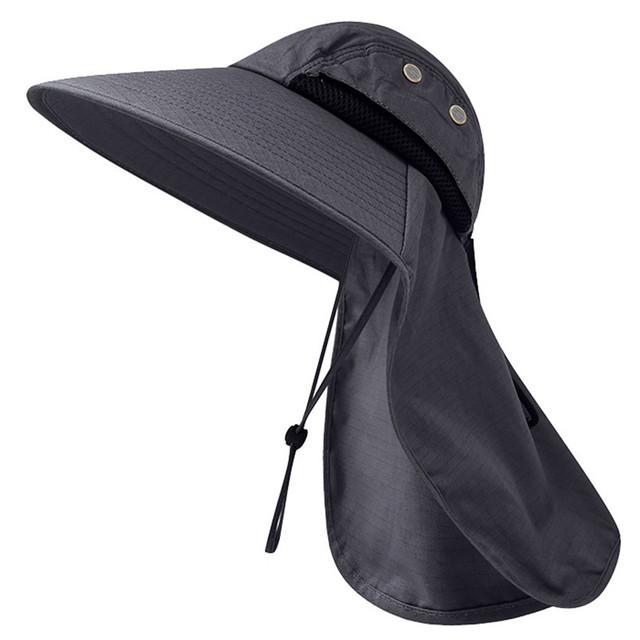 Summer Sun Hat Men Women Cotton Boonie Hat with Neck Flap Outdoor UV Protection Large Wide Brim Hiking Fishing Safari Bucket Hat