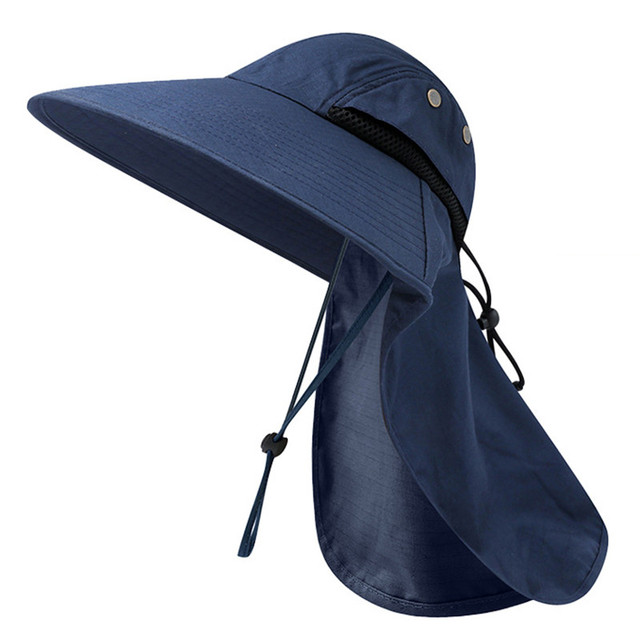 Summer Sun Hat Men Women Cotton Boonie Hat with Neck Flap Outdoor UV Protection Large Wide Brim Hiking Fishing Safari Bucket Hat