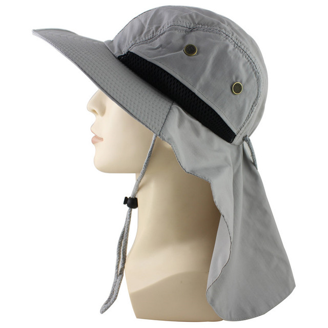 Summer Sun Hat Bucket Men Women Boonie Hat with Neck Flap Outdoor UV Protection Large Wide Brim Hiking Fishing Mesh Breathable