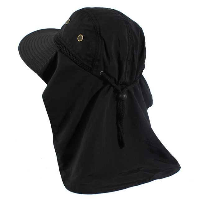 Autumn Sun Hat Men Women Bucket Hat with Neck Flap Outdoor UV Protection Large Wide Brim Hiking Fishing Mesh Breathable Cap
