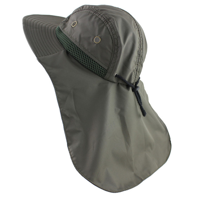 Autumn Sun Hat Men Women Bucket Hat with Neck Flap Outdoor UV Protection Large Wide Brim Hiking Fishing Mesh Breathable Cap