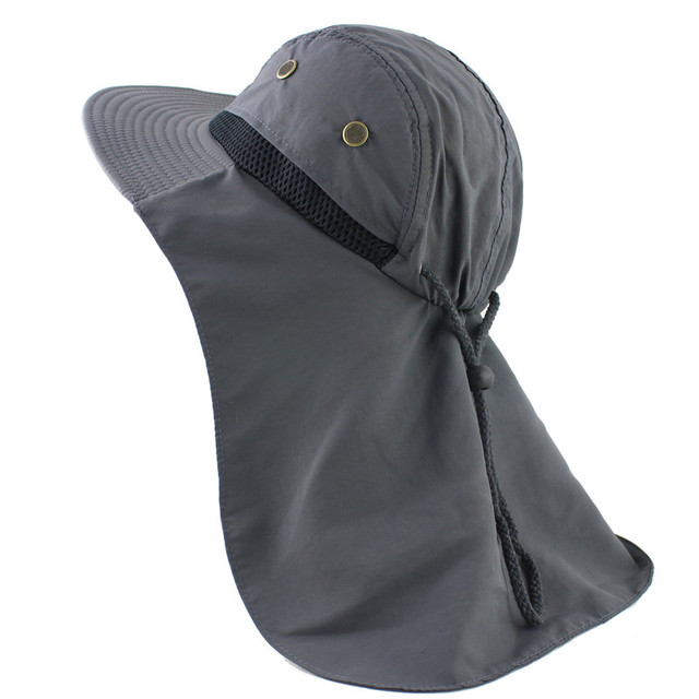 Autumn Sun Hat Men Women Bucket Hat with Neck Flap Outdoor UV Protection Large Wide Brim Hiking Fishing Mesh Breathable Cap