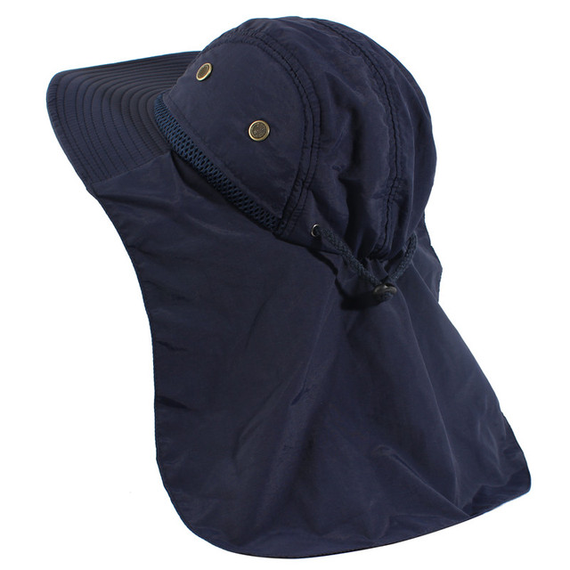 Autumn Sun Hat Men Women Bucket Hat with Neck Flap Outdoor UV Protection Large Wide Brim Hiking Fishing Mesh Breathable Cap