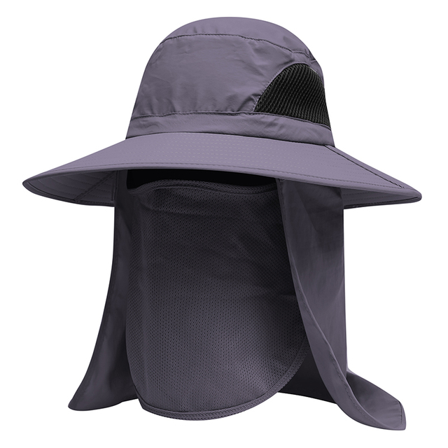 Unisex Summer Sun Hat Male UV Protection Face Neck Flap Bucket Hats Female Waterproof Outdoor Fishing Hiking Boonie Cap
