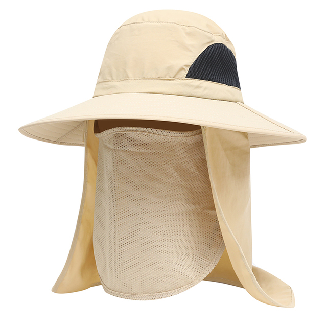 Unisex Summer Sun Hat Male UV Protection Face Neck Flap Bucket Hats Female Waterproof Outdoor Fishing Hiking Boonie Cap
