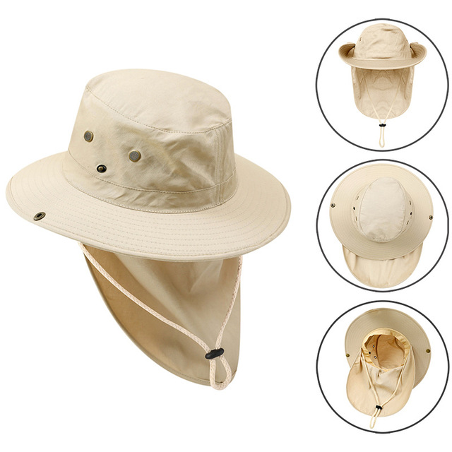 Women Summer Sun Hats With Neck Flap Outdoor UV Protection Fishing Hat For Men Bucket Cap Wide Brim Hiking Hats