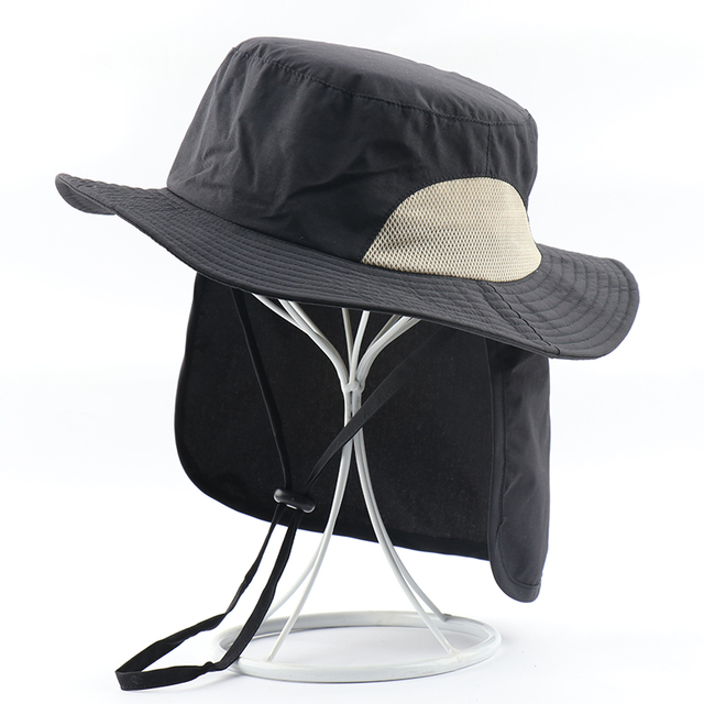 2 IN 1 Waterproof Boonie Hat With Neck Flap Women  Ponytail Beach Cap Male UPF50+ Sun Hat Outdoor Fishing Bucket Hats