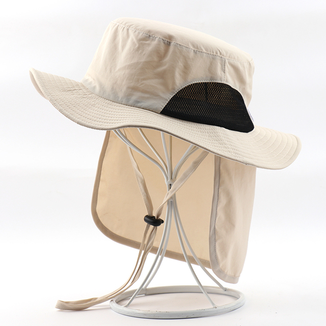 2 IN 1 Waterproof Boonie Hat With Neck Flap Women  Ponytail Beach Cap Male UPF50+ Sun Hat Outdoor Fishing Bucket Hats