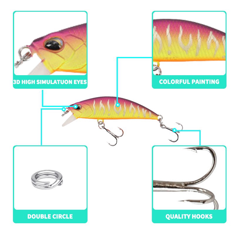 5g/5cm Mini Minnow Lure CrankBait Fishing Gear SwimBait Lure Fish bait Fishing Accessories Lure For Fishing Buzz Bait