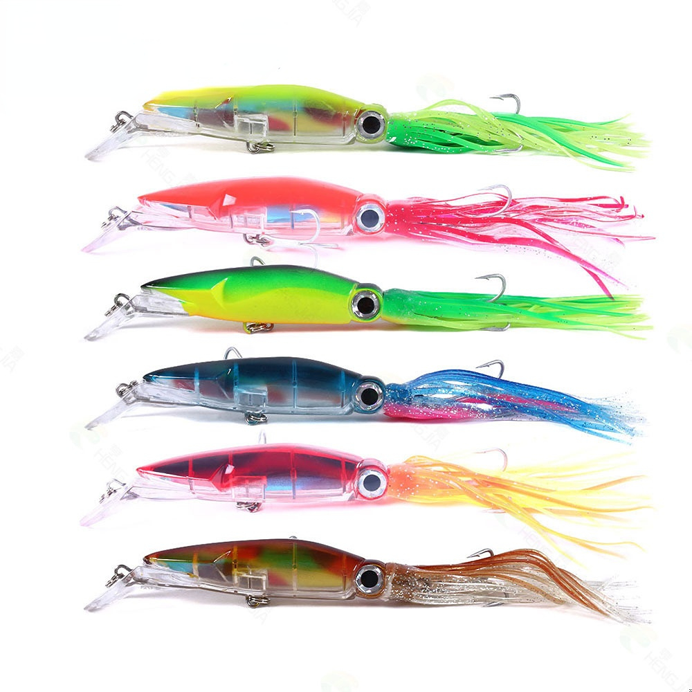 2PCS Fishing Lures 14cm/40g Squid Bionic Fake Bait Silicon Soft Artificial Bait With Hooks Swivels Fishing Lure Baits Sea Fishing Long Shot