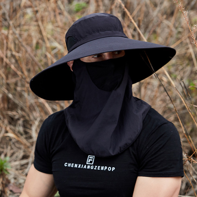 New Removable Summer Sun Foldable Cowboy Hats Big Brim Caps Outdoor Anti-UV Fishing Hat Face Neck Protection Breatha Bucket Hat