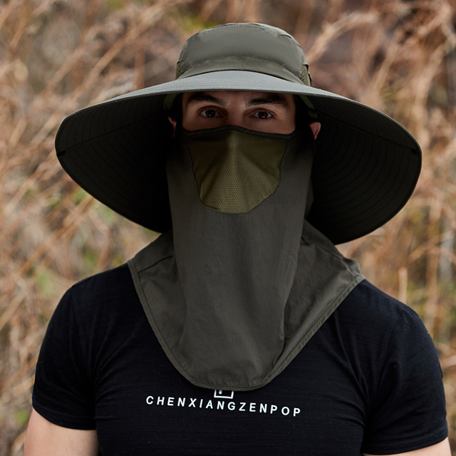 New Removable Summer Sun Foldable Cowboy Hats Big Brim Caps Outdoor Anti-UV Fishing Hat Face Neck Protection Breatha Bucket Hat