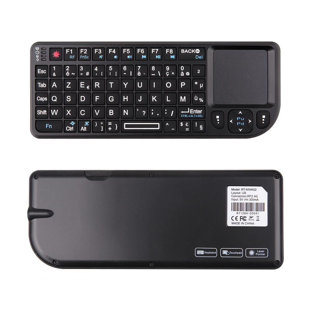 Mini 2.4G RF Wireless Keyboard Spanish French Russian English Keyboard Backlight Touchpad Mouse for PC Notebook Smart Tv Box