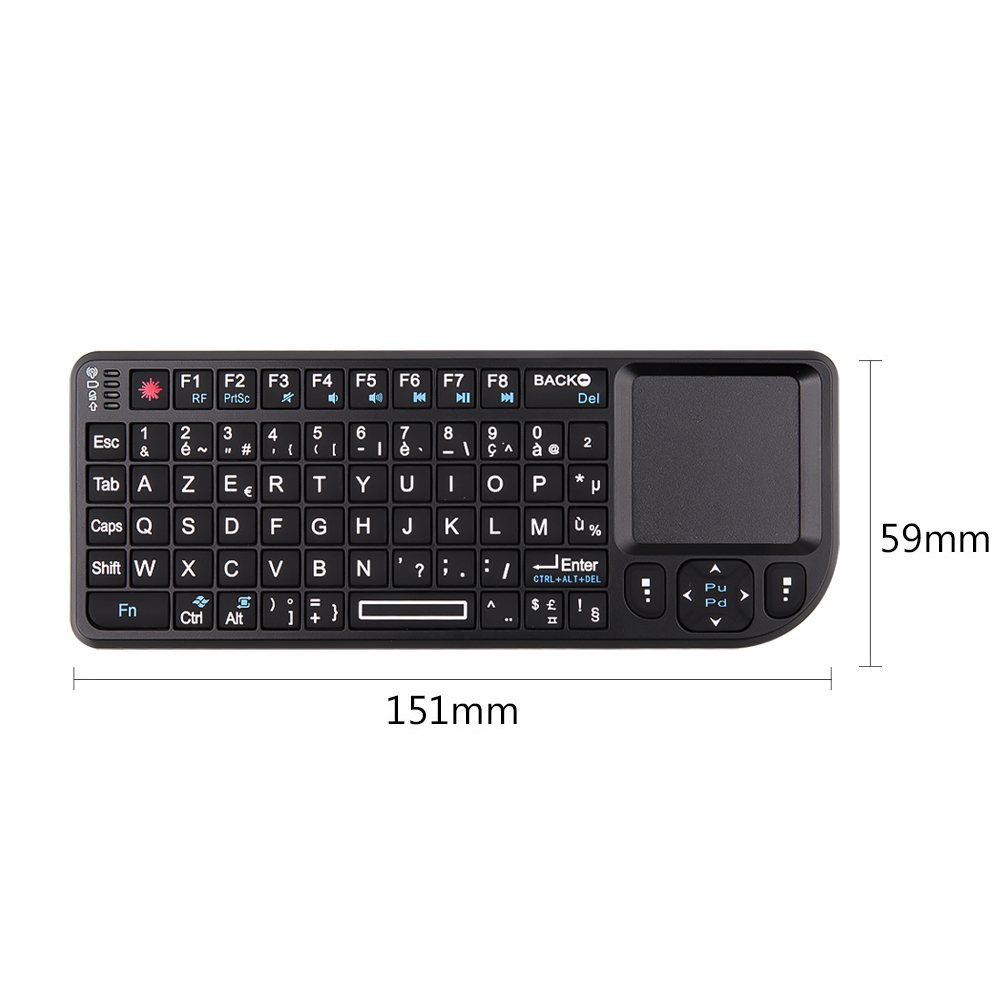 Mini 2.4G RF Wireless Keyboard Spanish French Russian English Keyboard Backlight Touchpad Mouse for PC Notebook Smart Tv Box
