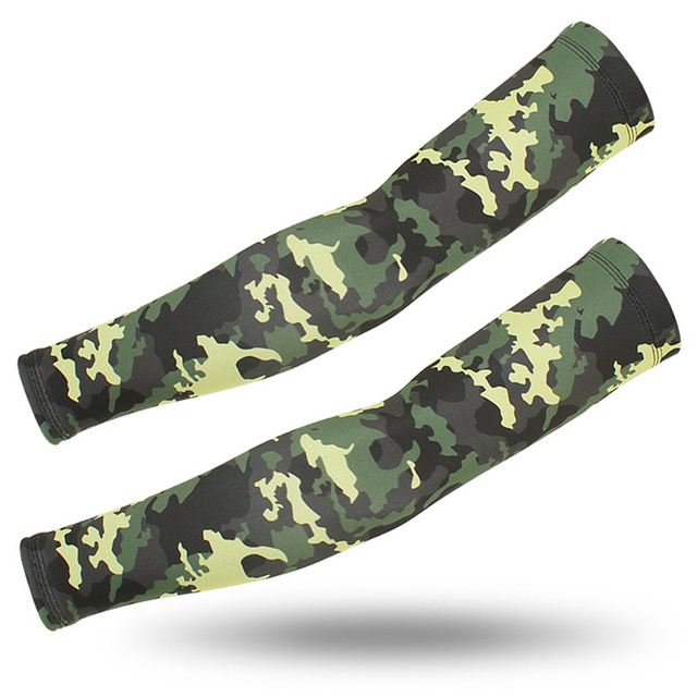 1 Pair Ice Silk Sport Arm Sleeves UV Sun Protection Camouflage Arm Cover Basketball Running Cycling Fishing Military Cuff