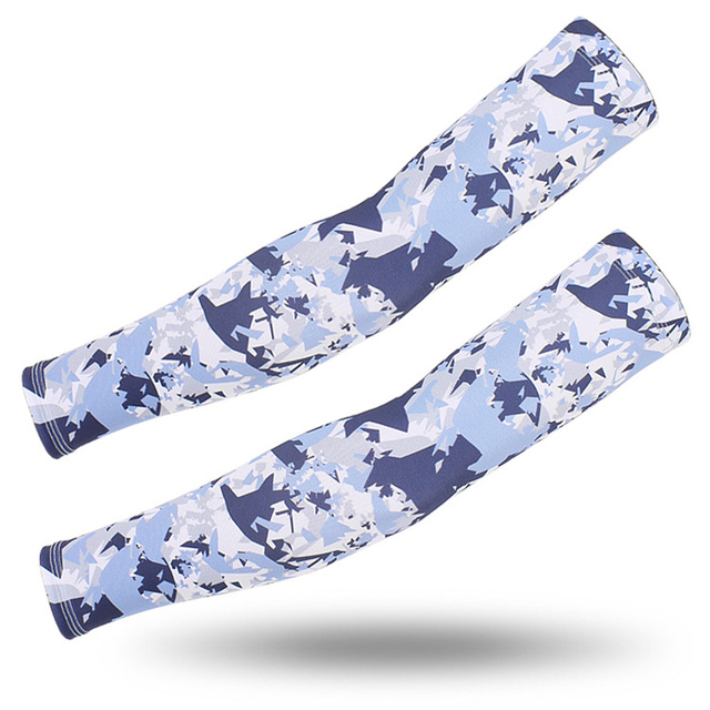1 Pair Ice Silk Sport Arm Sleeves UV Sun Protection Camouflage Arm Cover Basketball Running Cycling Fishing Military Cuff