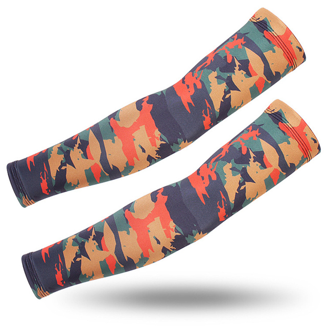 1 Pair Ice Silk Sport Arm Sleeves UV Sun Protection Camouflage Arm Cover Basketball Running Cycling Fishing Military Cuff