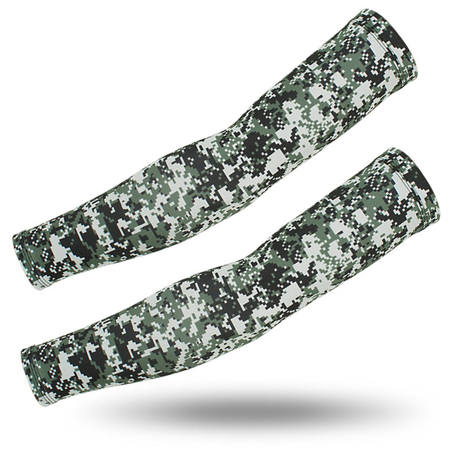1 Pair Ice Silk Sport Arm Sleeves UV Sun Protection Camouflage Arm Cover Basketball Running Cycling Fishing Military Cuff