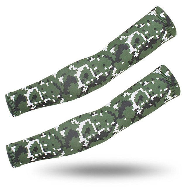 1 Pair Ice Silk Sport Arm Sleeves UV Sun Protection Camouflage Arm Cover Basketball Running Cycling Fishing Military Cuff