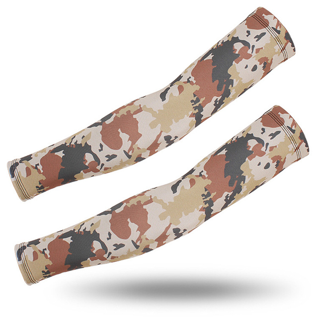 1 Pair Ice Silk Sport Arm Sleeves UV Sun Protection Camouflage Arm Cover Basketball Running Cycling Fishing Military Cuff