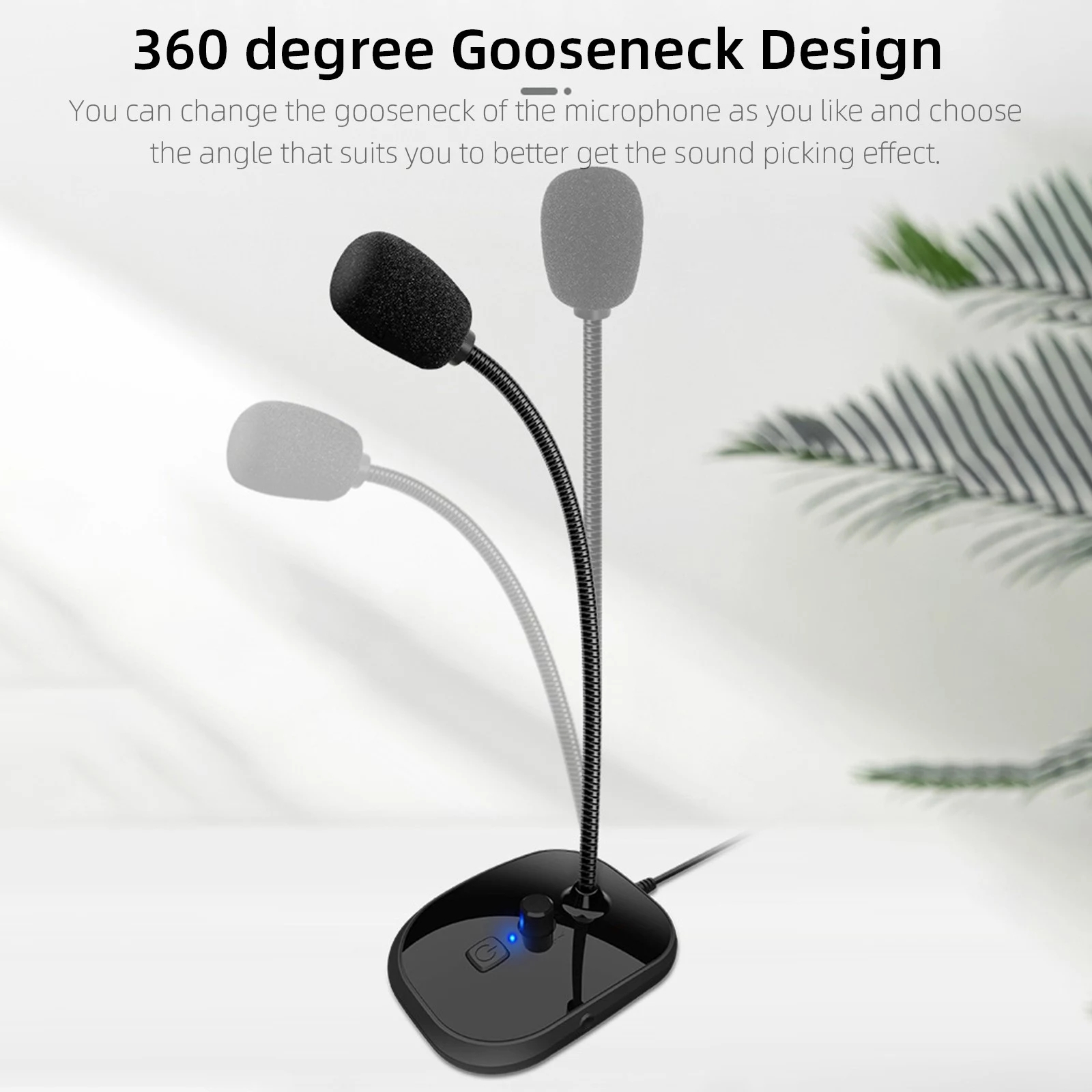 USB Gooseneck Desktop Microphone With Volume Adjust Mute Button Classroom Meeting Live Video Recording Mic For Youtube PC Laptop