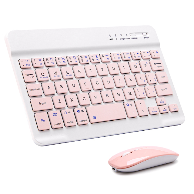 Pink Wireless Bluetooth Keyboard and Mouse Mini Spainish Keyboard Bluetooth Keyboard for Tablet IOS Android IPhone Ipad Keyboard