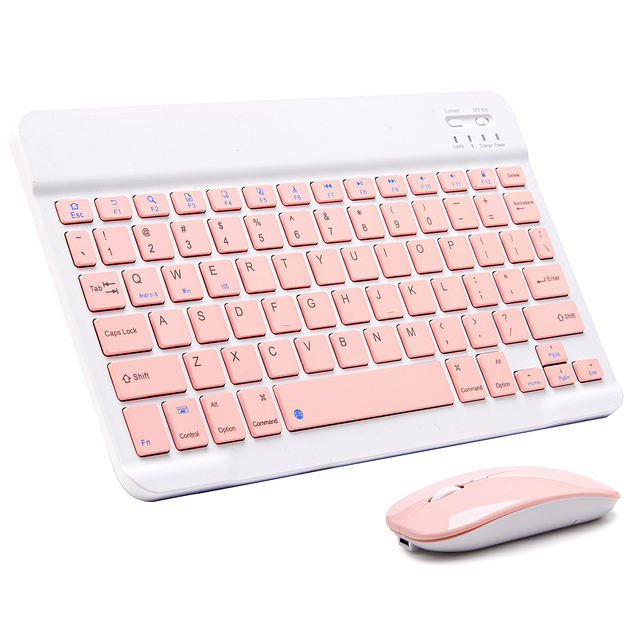 Pink Wireless Bluetooth Keyboard and Mouse Mini Spainish Keyboard Bluetooth Keyboard for Tablet IOS Android IPhone Ipad Keyboard
