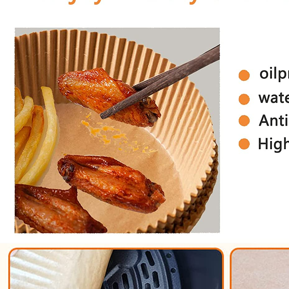 50/100pcs Air Fryer Disposable Paper Liner Non-Stick Mat Steamer Round Paper Baking Mats Kitchen AirFryer Baking Accessories