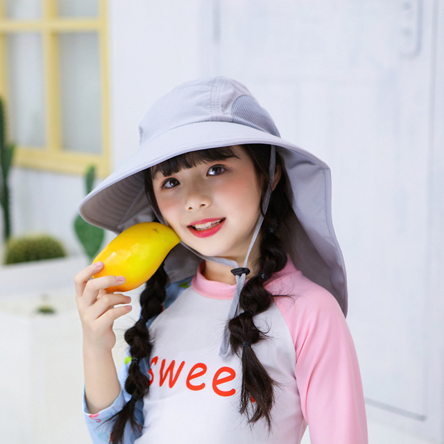 2022 New Kids Summer Hat Girls Boys Sun Hat with Neck Flap UV Protection Safari Hat Baby Child Summer Travel Cap 4-9 Years Old