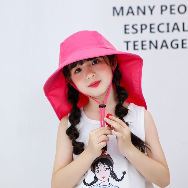 2022 New Kids Summer Hat Girls Boys Sun Hat with Neck Flap UV Protection Safari Hat Baby Child Summer Travel Cap 4-9 Years Old