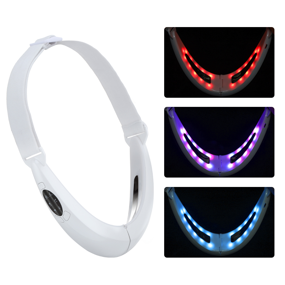 Double Chin Facial Lifting Device LED Photon Therapy Face Slimming Vibration Massager