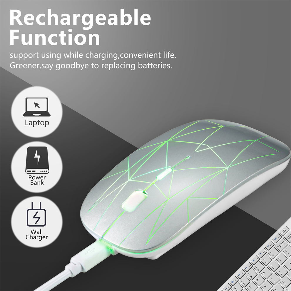 Backlit Type-c+USB Wireless Mouse Rechargeable Gaming Mouse for Gamer Computer Mackbook USB-C Mouse Slinet Click