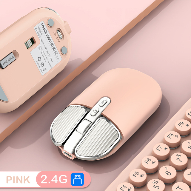 2.4G Dual Model Wireless Bluetooth 5.0 Rechargeable Silent Cute Mouse Long Standby Multi Button Mouse For IOS PC Notebook
