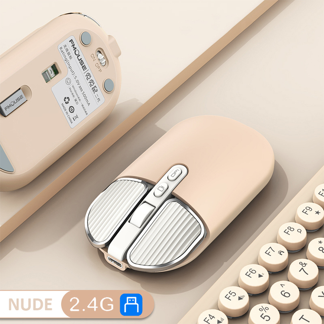 2.4G Dual Model Wireless Bluetooth 5.0 Rechargeable Silent Cute Mouse Long Standby Multi Button Mouse For IOS PC Notebook
