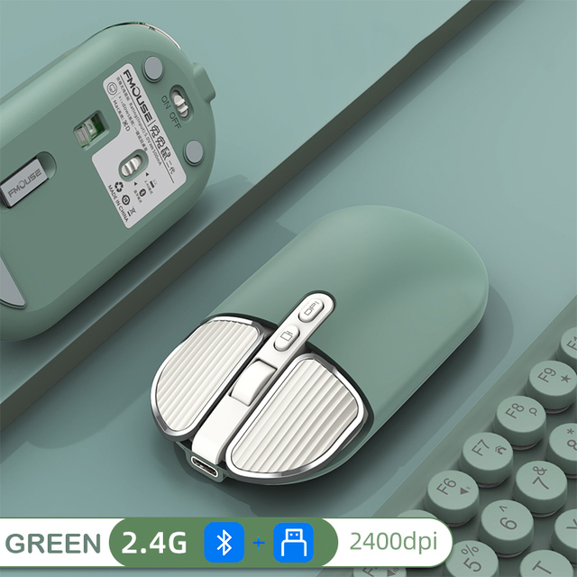 2.4G Dual Model Wireless Bluetooth 5.0 Rechargeable Silent Cute Mouse Long Standby Multi Button Mouse For IOS PC Notebook