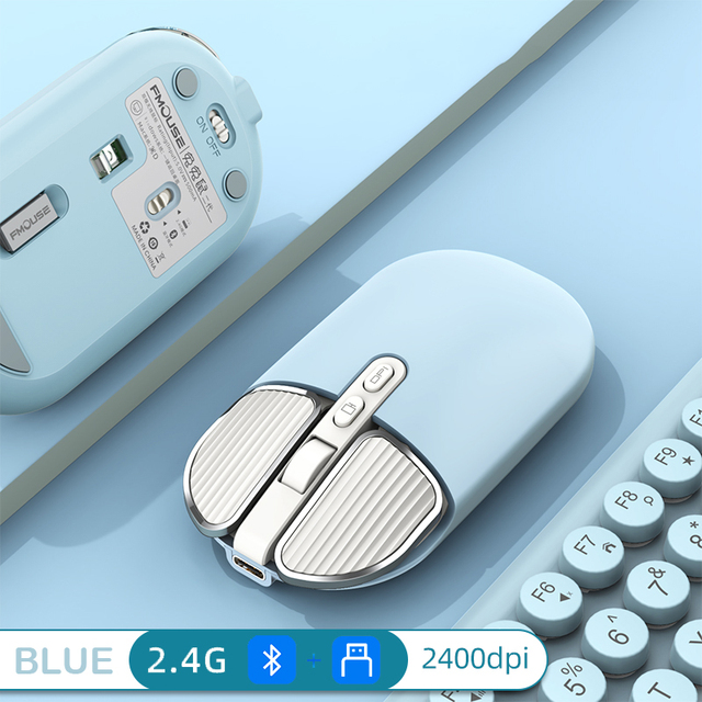 2.4G Dual Model Wireless Bluetooth 5.0 Rechargeable Silent Cute Mouse Long Standby Multi Button Mouse For IOS PC Notebook