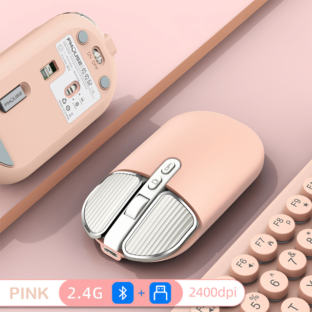 2.4G Dual Model Wireless Bluetooth 5.0 Rechargeable Silent Cute Mouse Long Standby Multi Button Mouse For IOS PC Notebook