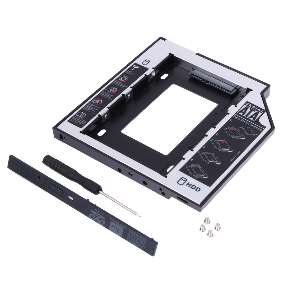 Universal Hard Disk Drive 2.5 2nd 9.5mm Ssd Hd SATA Hard Disk Drive HDD Caddy Adapter Bay For Cd Dvd Rom Optical Bay