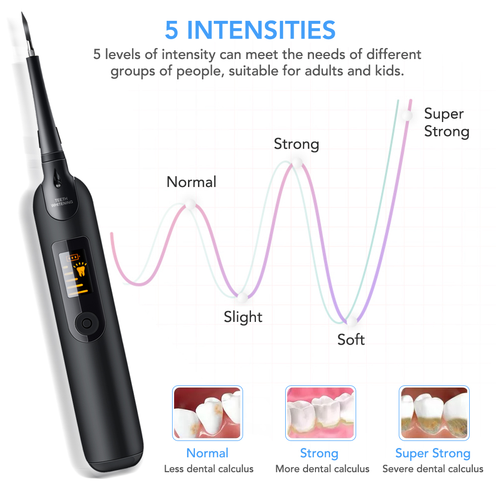 Electric Sonic Dental Calculus Remover Whitener Scaler LED Display Tooth Cleaner