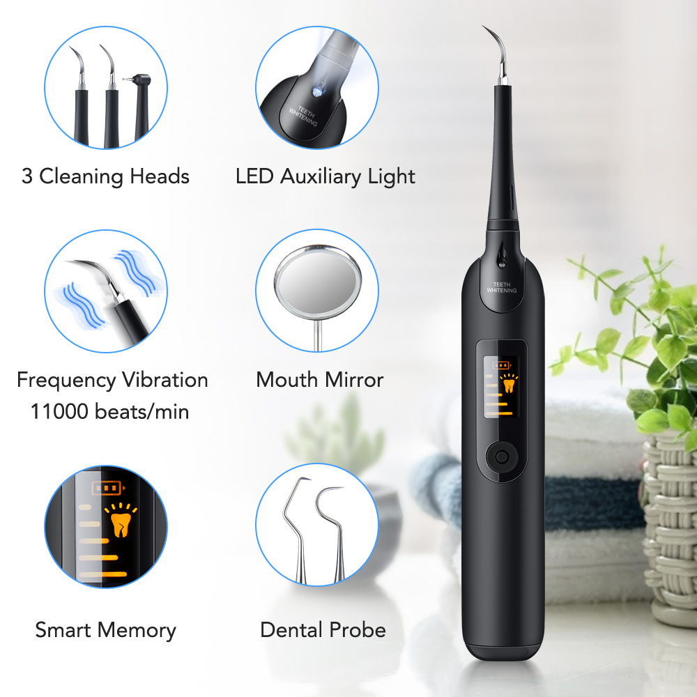 Electric Sonic Dental Calculus Remover Whitener Scaler LED Display Tooth Cleaner