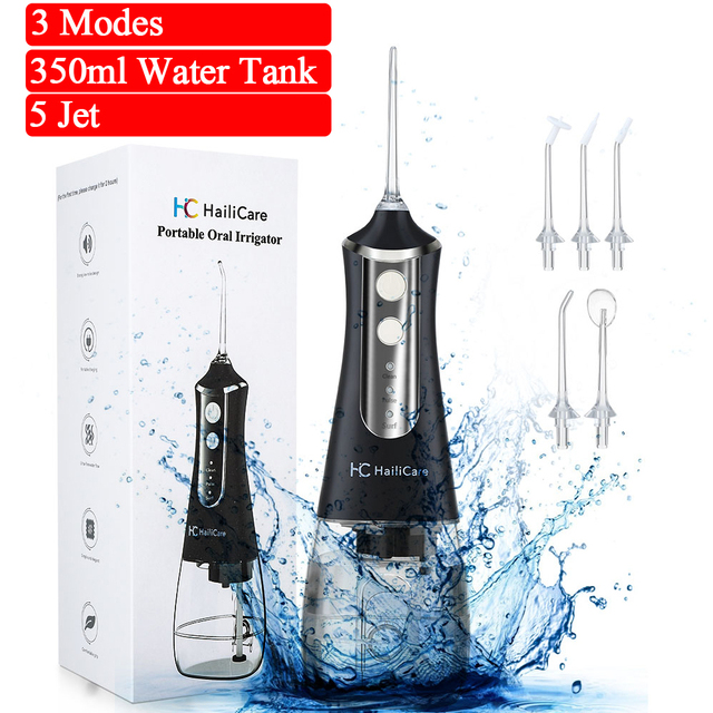 3 Modes Oral Irrigator USB Rechargeable Water Floss Portable Dental Water Flosser Jet 350ml Irrigator Dental Teeth Cleaner+5 Jet