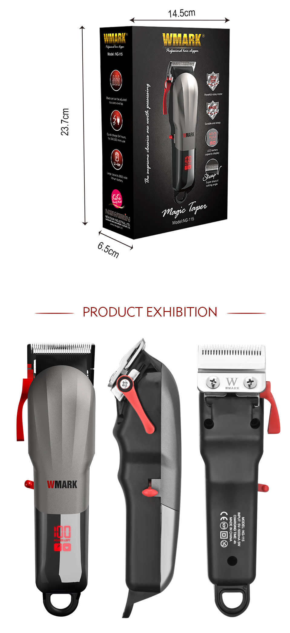Rechargeable Hair Clipper Cord & cordless Hair Trimmer  Hair Cutting machine