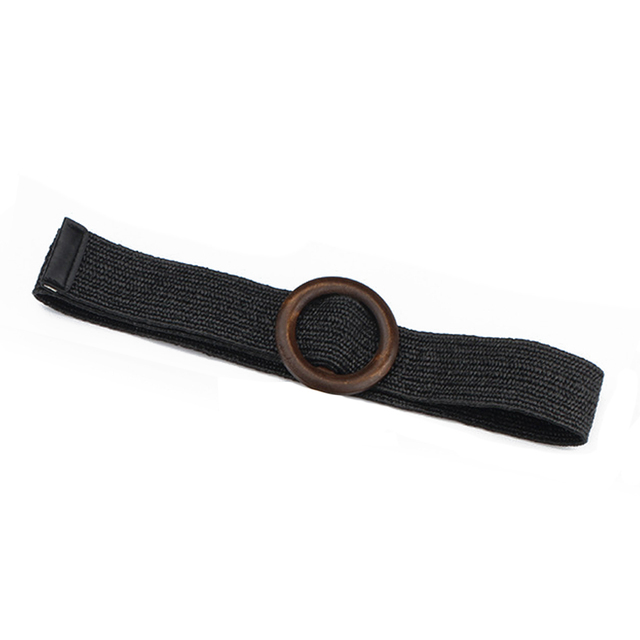 Vintage Boho Braided Waist Belt Summer Solid Female Belt Round Wooden Smooth Buckle Fake Straw Wide Belts For Women Hot Sale