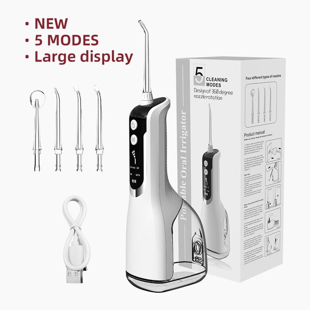 Portable Flosser USB Rechargeable Electric Dental Scaler Oral Care Water Flosser Intelligent Display Large Screen Teeth Cleaner