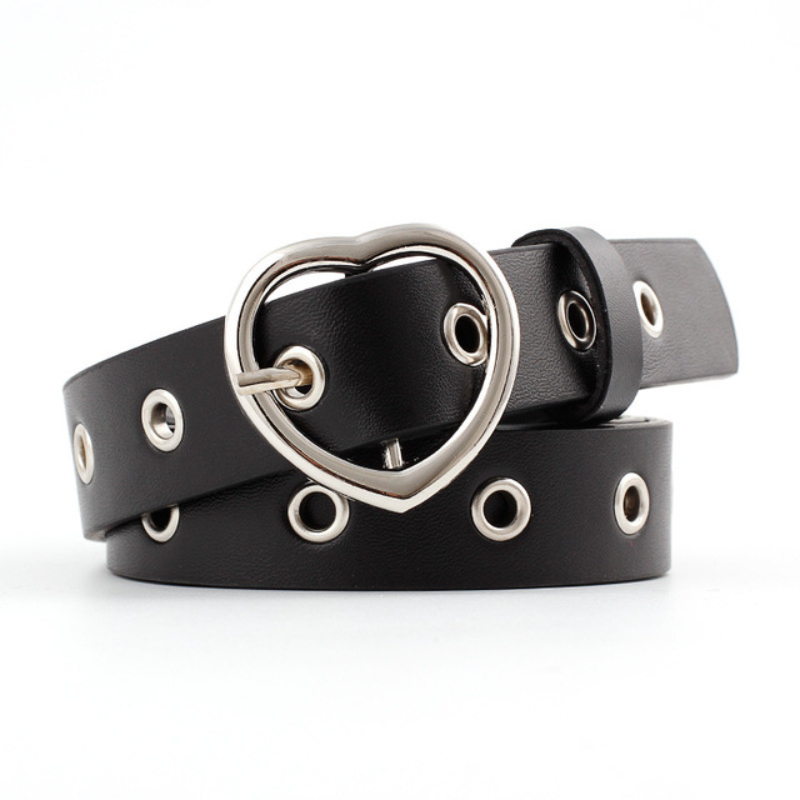 New Female Leather Belt Women Metal Buckle Stylish Ladies Vintage Heart Buckle Leisure Leather Belt Trouser Accessories