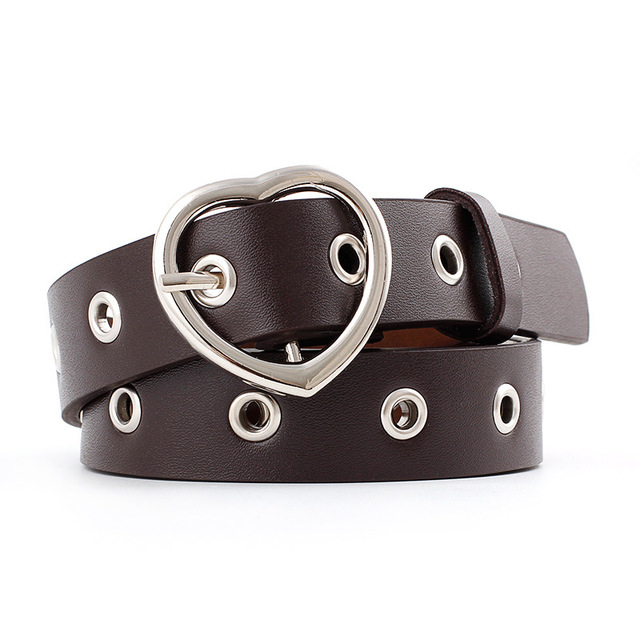 New Female Leather Belt Women Metal Buckle Stylish Ladies Vintage Heart Buckle Leisure Leather Belt Trouser Accessories
