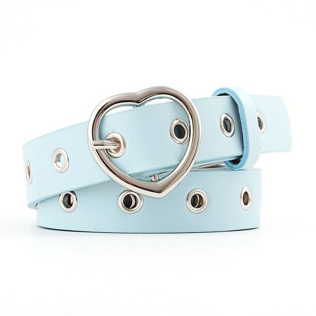 New Female Leather Belt Women Metal Buckle Stylish Ladies Vintage Heart Buckle Leisure Leather Belt Trouser Accessories