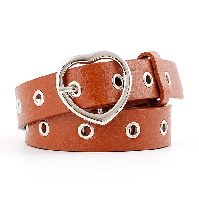 New Female Leather Belt Women Metal Buckle Stylish Ladies Vintage Heart Buckle Leisure Leather Belt Trouser Accessories