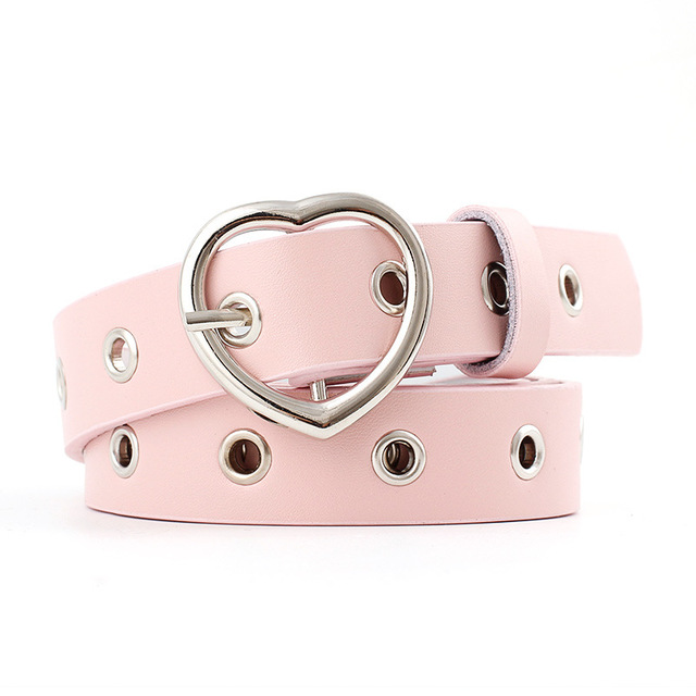 New Female Leather Belt Women Metal Buckle Stylish Ladies Vintage Heart Buckle Leisure Leather Belt Trouser Accessories