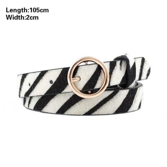 Fashion Leopard Belt Women Snake Zebra Print Thin Horsehair Waist Belt PU Leather Gold Ring Buckle Belts for Ladies Female